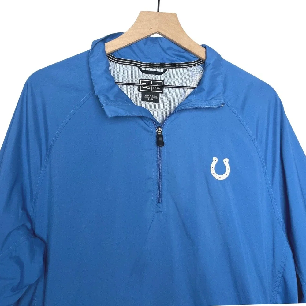 Adidas Indianapolis‎ Colts Pullover Windbreaker Jacket Quarter Zip Blue L/G